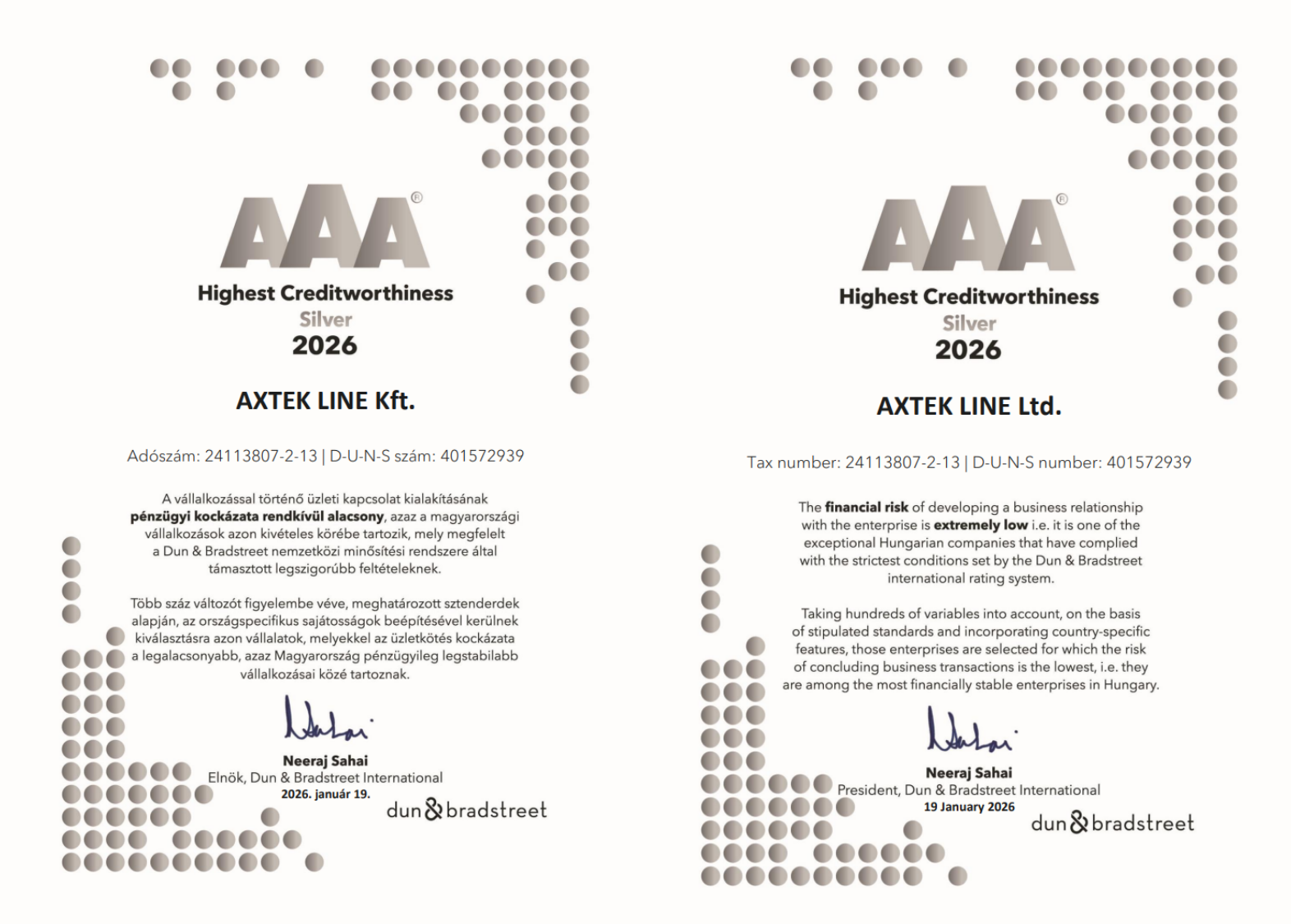 AXTEK Line Kft. AAA silver 2026